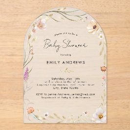 ボヘミアン フラワー ベビーシャワー  アクリル招待状