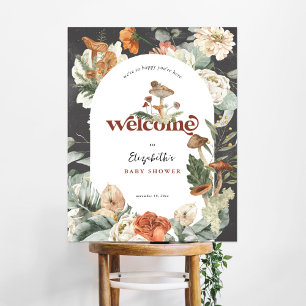 ボヘミアン フラワー マッシュルーム ベビーシャワーのウェルカムサイン ポスター