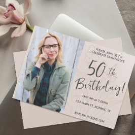 ボヘミアン フラワー 写真 50歳の誕生日 招待状