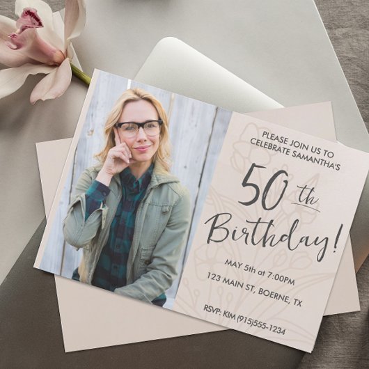 ボヘミアン フラワー 写真 50歳の誕生日 招待状