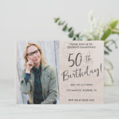 ボヘミアン フラワー 写真 50歳の誕生日 招待状 (スタンド正面)