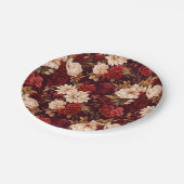 ボヘミアン・ブルゴーニュ・ベージュの花 ペーパープレート (アングル)