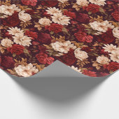 ボヘミアン・ブルゴーニュ・ベージュの花 ラッピングペーパー (角)