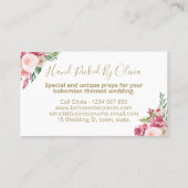 ボヘミアン·ボホ結婚の中心ピースの瓶入れ採用 名刺 (裏面)