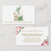 ボヘミアン·ボホ結婚の中心ピースの瓶入れ採用 名刺 (正面/裏面)