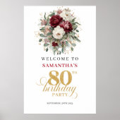 ボヘミアン・マサラ・フラワー80歳の誕生日ウェルカムサイン ポスター (正面)