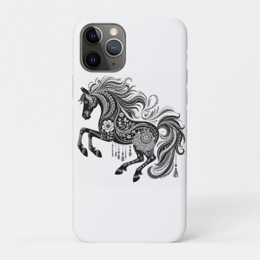 ボヘミアン・マンダラホース 黒と白のアートフォンケース Case-Mate iPhoneケース (裏)