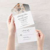 ボヘミアン ミニマリスト 結婚式 ペア 写真 オールインワン招待状 (貼ってはがせる)