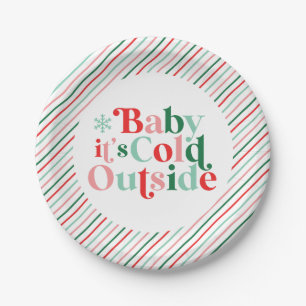 ボヘミアン モダン フォント Baby It's Cold Outside クリスマス ペーパープレート