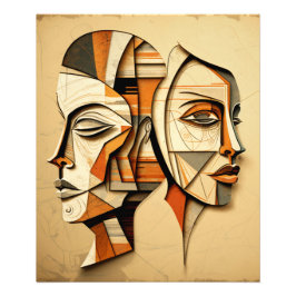 ボヘミアン・ライン・アート・カップル・ポスター フォトプリント           