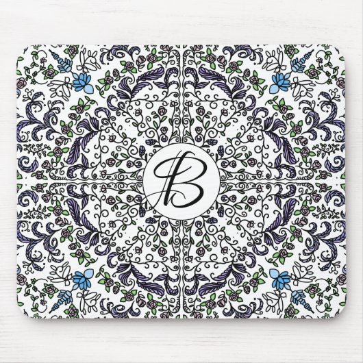 ボヘミアン・ラプソディ複雑なフローラ・モノグラム マウスパッド (正面)