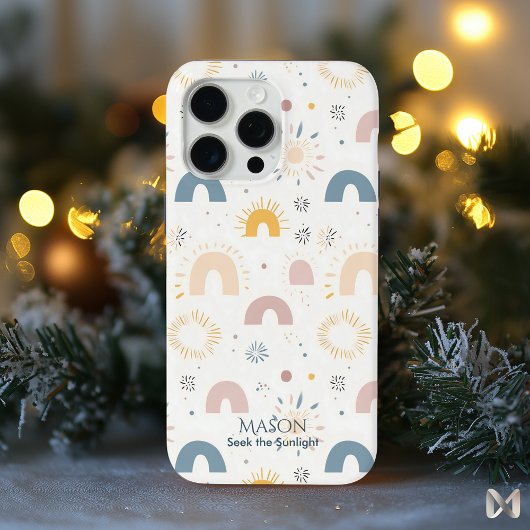 ボヘミアン・レインボーとサン・バースト - ミニマリスト抽象画  Case-Mate iPhoneケース
