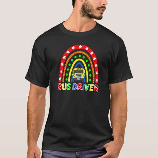 ボヘミアン レインボーのバス運転手 バックトゥスクール Tシャツ (正面)