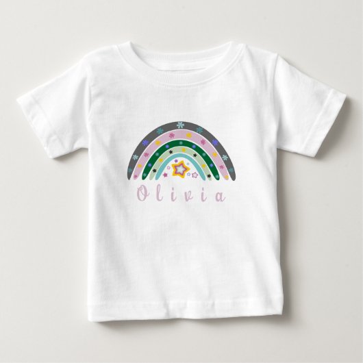 ボヘミアン レインボー トレンディ 名前入り ベビーTシャツ (正面)