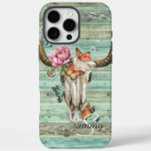 ボヘミアン・ロングホーン・スカル・フラワーモノグラム Case-Mate iPhoneケース (裏面)