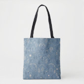 ボヘミアン 天体 植物 Dusty Blue キャンバス アクセサリー トートバッグ (正面)