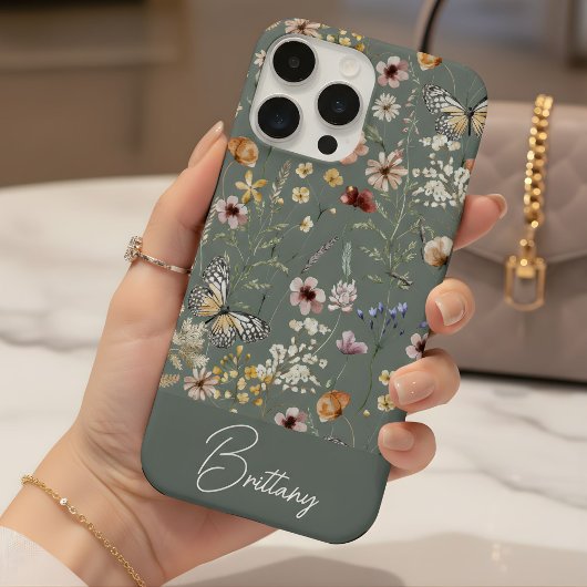 ボヘミアン 水彩画 野の花柄 iPhoneケース