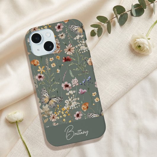 ボヘミアン 水彩 野の花 iPhone 15 15ケース