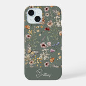 ボヘミアン 水彩 野の花 iPhone 15 15ケース (裏面)