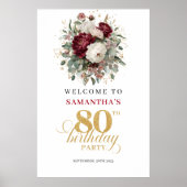 ボヘミアン 深紅の花 80歳の誕生日 ウェルカムポスター ポスター (正面)