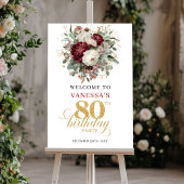 ボヘミアン 深紅の花 80歳の誕生日 ウェルカムポスター ポスター