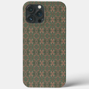 ボヘミアン+落ち葉+グリーン+シームレス+パターン iPhone 13 PRO MAXケース