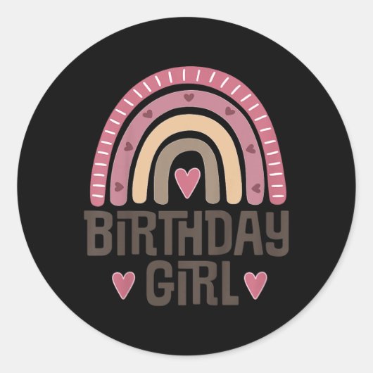 ボヘミアン 虹色 こども 誕生日 女の子 名言 ラウンドシール (正面)
