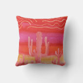 ボヘミアンBOHO砂漠サグアーロカボス水彩色 クッション (裏面)