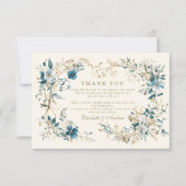 ボヘミアヴィンテージフローラ結婚シダ サンキューカード (正面)