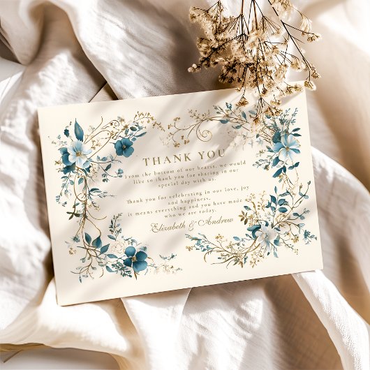 ボヘミアヴィンテージフローラ結婚シダ サンキューカード