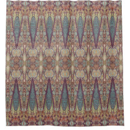 ボヘミアヴィンテージペイズリーBOHOパープルブルーパターン シャワーカーテン