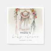 ボヘミアヴィンテージ服スクリプト赤ちゃんシャワー スタンダードカクテルナプキン (正面)