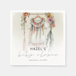 ボヘミアヴィンテージ服スクリプト赤ちゃんシャワー スタンダードカクテルナプキン