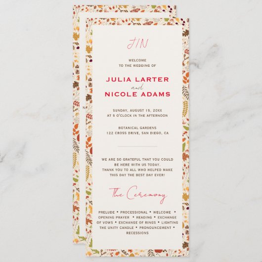 ボヘミア乾素朴フローラ秋秋結婚ズ プログラム (正面/裏面)