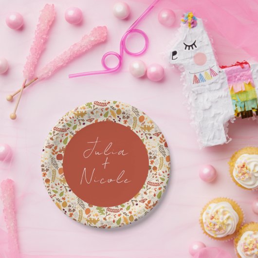 ボヘミア乾素朴フローラ秋秋結婚ズ ペーパープレート (パーティー)