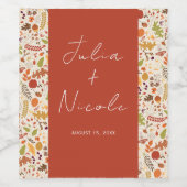 ボヘミア乾素朴フローラ秋秋結婚ズ ワインラベル (シングルラベル)