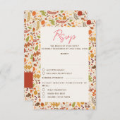 ボヘミア乾素朴フローラ秋秋結婚ズ 出欠カード (正面/裏面)