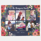 ボヘミア人によっては家族写真のコラージュが開花します フリースブランケット (正面(横))