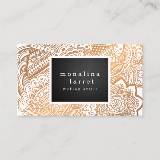 ボヘミア人のばら色の金ゴールドの手描きの落書き 名刺 (正面)