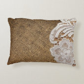 ボヘミア地方の田舎西部の田舎のラップとレース アクセントクッション (裏面)