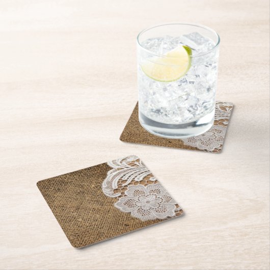 ボヘミア地方の田舎西部の田舎のラップとレース スクエアペーパーコースター (インサイチュ)