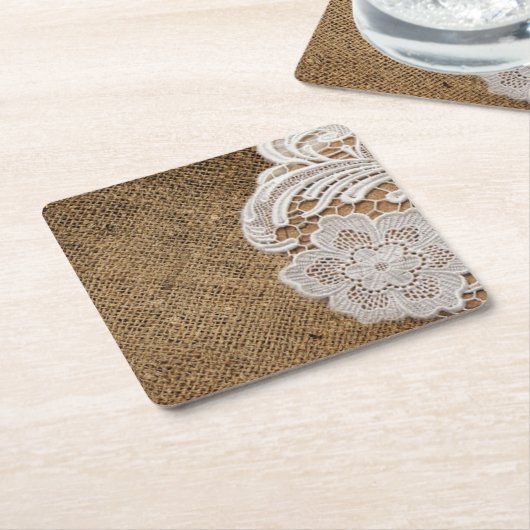 ボヘミア地方の田舎西部の田舎のラップとレース スクエアペーパーコースター (アングル)