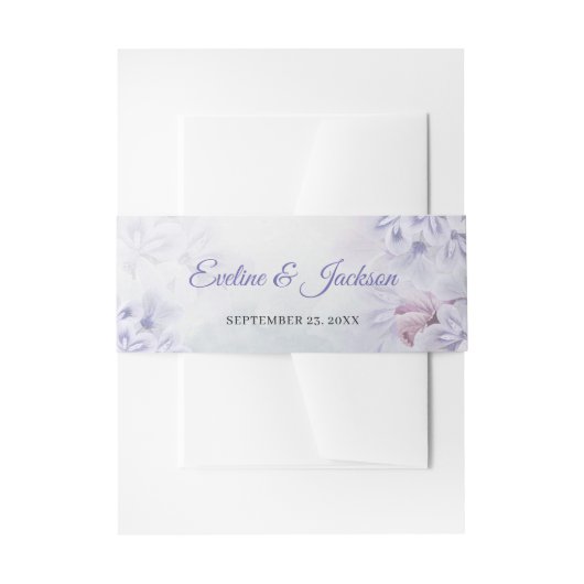 ボヘミア春ほこりっぽい紫の薄紫紫の花 招待状ベリーバンド (正面例)