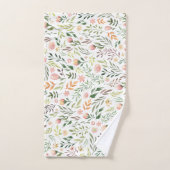 ボヘミア水彩葉と花 バスタオルセット (ハンドタオル)