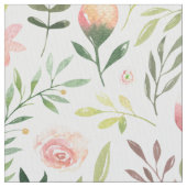 ボヘミア水彩葉と花 ファブリック (クローズアップ)