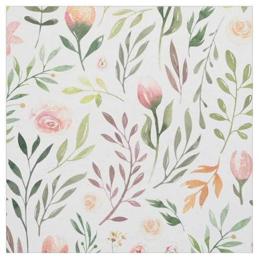 ボヘミア水彩葉と花 ファブリック (見本)