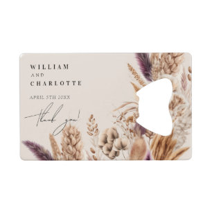 ボヘミア熱帯花フォト結婚式の引き出物 クレジットカード栓抜き