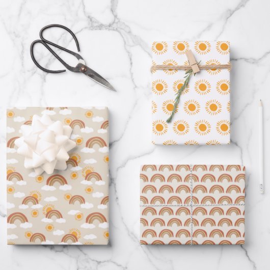 ボヘミア砂漠の虹と太陽のパターン ラッピングペーパーシート (正面)