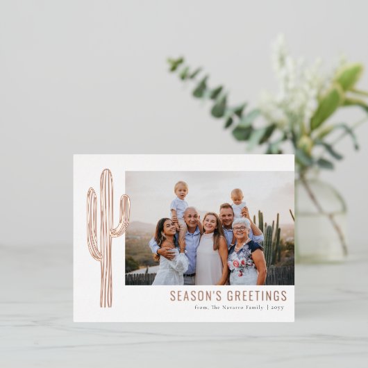 ボヘミア砂漠サボテンの家族写真 箔シーズンポストカード (立ち正面)