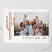 ボヘミア砂漠サボテンの家族写真 箔シーズンポストカード (正面)